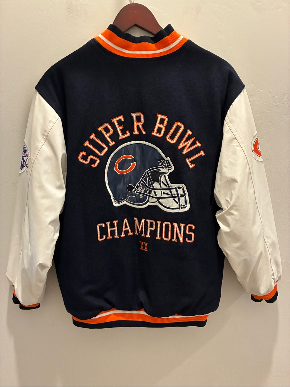 Vintage Reebok Kids Navy, White and Orange Super Bowl Champions Jacket